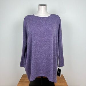 Clara SunWoo Purple Button Detail Tunic Sweater